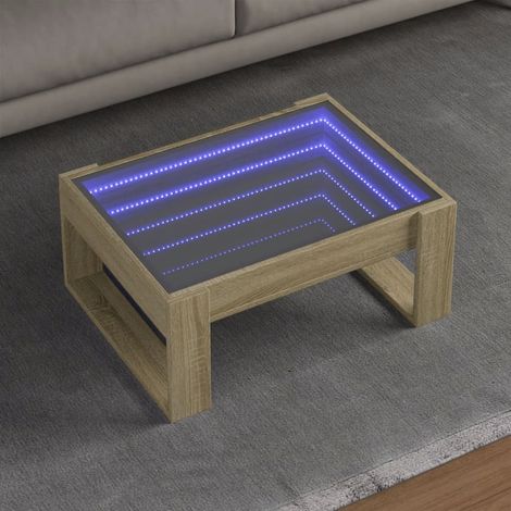Mesa de centro con Infinity LED roble Sonoma 70x53x30 cm vidaXL (1/5)