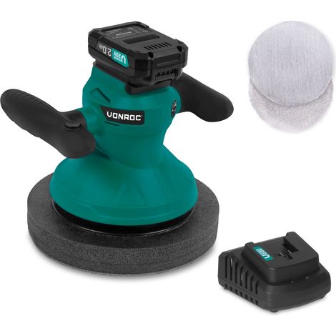 Poliermaschine 20V - Ø240mm - Inkl. 2 Polierhauben - Inkl. 2.0Ah Akku und Schnellladegerät