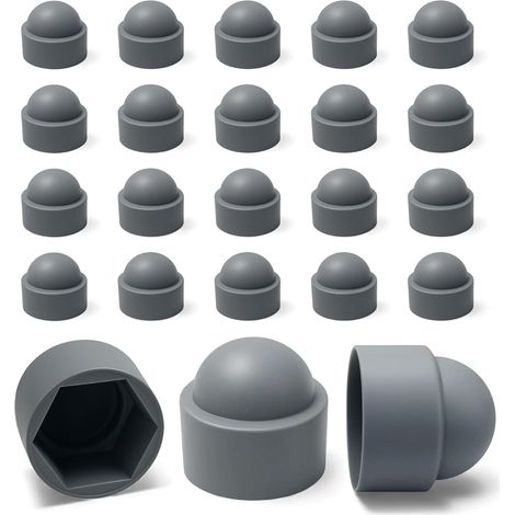 20 Caches Écrous M8 Clé 13 mm Protège Écrou Et Vis Capuchons Plastique Gris Résistants Cache Vis Décoratif, Protection AntiRouille