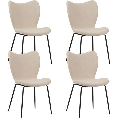 4er-Set Esszimmerstühle Sia Beige aus Bouclé-Stoff – ohne