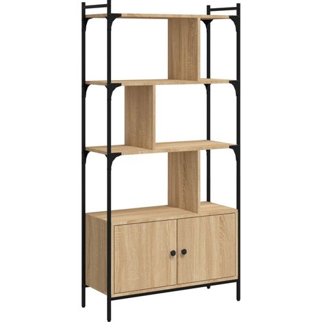 Librería con puertas roble Sonoma 76,5x30x154,5 cm madera de ingeniería vidaXL