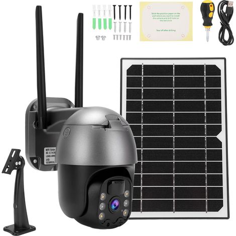 Caméra PTZ WiFi Solaire 1080P Noir Vision Nocturne Couleur IP66 Étanche Détection Mouvement PIR Alarme (1/5)