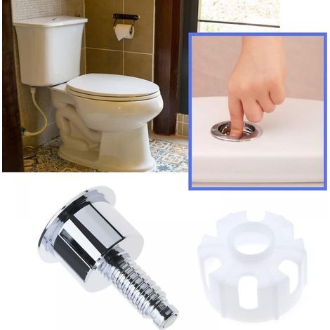 Bouton de chasse d'eau Double bouton poussoir rond Abs Chrome accessoires de remplacement de toilette pour salle de douche salle de bain toilette (1/5)