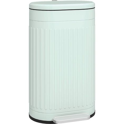 Poubelle de cuisine métallique 30 litres avec couvercle à fermeture amortie, couleur vert clair (1/5)