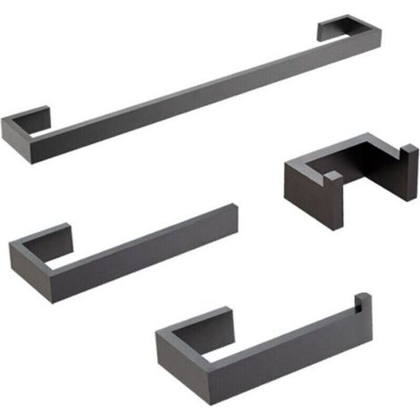 Ensemble de quincaillerie de salle de bain noir mat 4 pièces, ensemble de porte-serviettes de bain en acier inoxydable 304, ensemble de porte-serviet (1/5)