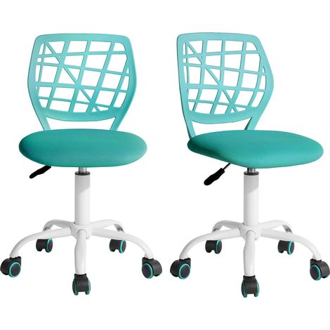 2pcs Colourful Chair. Siège D'ordinateur Moderne et Réglable. Chaise de Travail Pivotante sans Accoudoir. Chaise de Bureau pour Enfants, Turquoise (1/5)