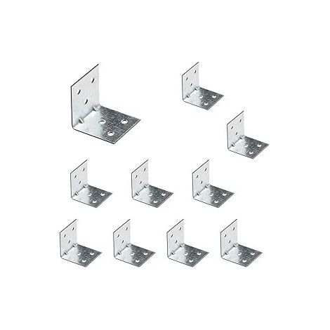 Équerre de fixation galvanisée, lot de 10, 4 x 4 cm (1/3)