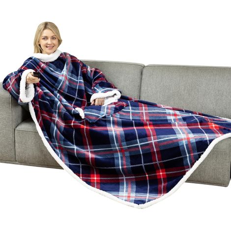 Plaid avec Manches, Chaud Epais, Doux, Mains Libres, Oeko-TEX Couverture Polaire avec Poche, Double Epaisseur, Flanelle, Sherpa, Femme Homme, Cadeau, Économies de Chauffage (1/5)