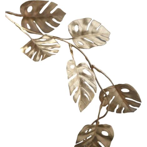 Guirnalda de Monstera Artificial, 2,13 m, Acabado Dorado Metálico, Planta Tropical, Decoración de Mesa/Pared/Fiesta (1/5)