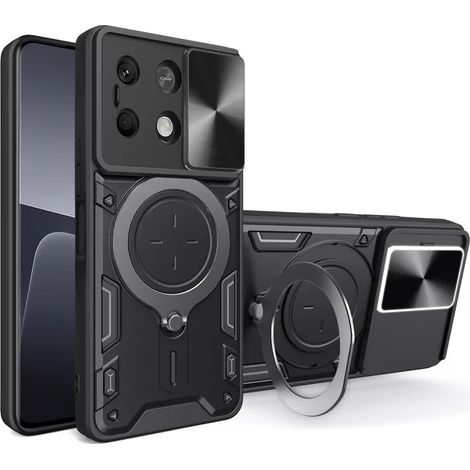 1 Funda con soporte magnético, carcasa de TPU PC, protector de pantalla para cámara, soporte integrado, para Xiaomi Redmi Note 13 5G (1/5)