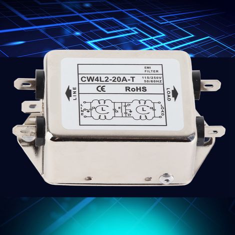 Borne de filtrage EMI pour ligne électrique 115 V/250 V 20 A 50/60 Hz CW4L2-20A T (1/5)