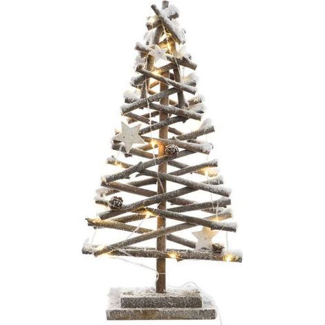 Albero in Rattan Micro LED Effetto Neve 25x12x50cm (1/3)