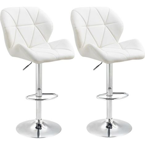 SET 2 SGABELLI GIREVOLI CON ALTEZZA REGOLABILE RIVESTIMENTO BIANCO (1/5)