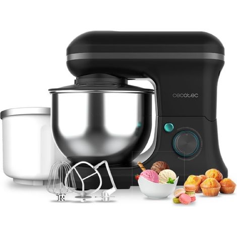 Cecotec Batidora Amasadora Cecomixer Merengue 5L 1200 Ice-Cream Black. 1200 W, 5 Funciones, Bol de Acero de 5 L y Accesorios para Batir y Amasar, Incluye Función para Hacer Helado
