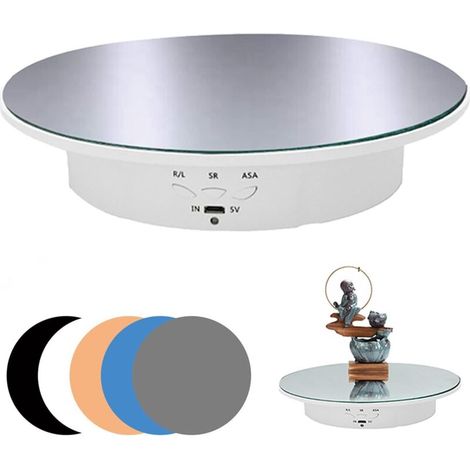 Motorisierte Drehplattform 90-180-360 Grad, Tragfähigkeit 8 kg, Durchmesser 20 cm (weiß) (1/4)