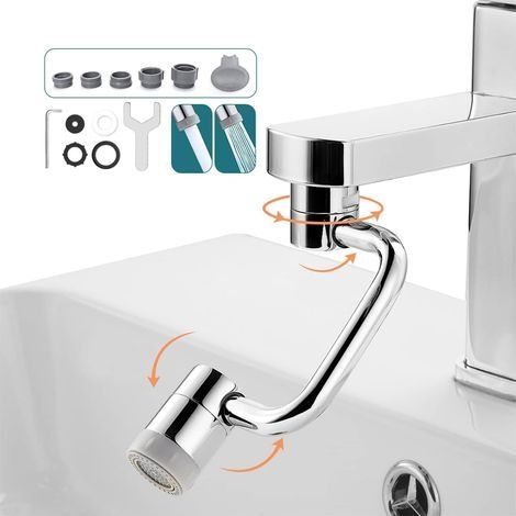 Robinet d'Extension Multifonctionnel,Aérateur de Robinet 1080°,Robinet avec 2 Modes de Sortie d'eau pour Cuisines et Salles de Bain,Pivotant Mousseur Universel pour 20/22/24mm (1/5)