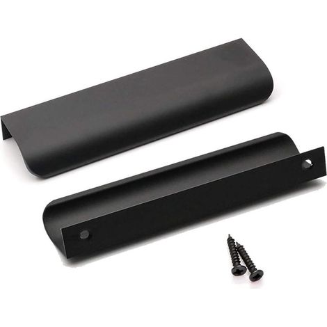 Set mit 10 schwarzen Küchenschrankgriffen, schwarze Küchengriffe, schwarze Profilgriffe, mattschwarze Schrankgriffe aus Aluminiumlegierung, 128 mm Lochabstand, 150 mm Länge (Schwarz) (1/5)