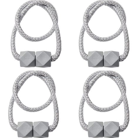 Nastri per tende, fermatende, fermatenda, fermatenda magnetici, set di 4 fermatende decorativi in tessuto, adatti per l'arredamento di casa e ufficio (grigio).