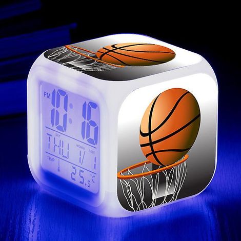 rveil Basket-ball Image Rveil D Lumire Usb Enfants Led Horloge Dessin Anim Veilleuse Flash 7 Changement De Couleur Horloge Numrique Horloge De Bur (1/5)