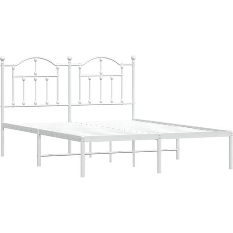 vidaXL Cadre de lit métal sans matelas et tête de lit blanc 140x190 cm (1/5)