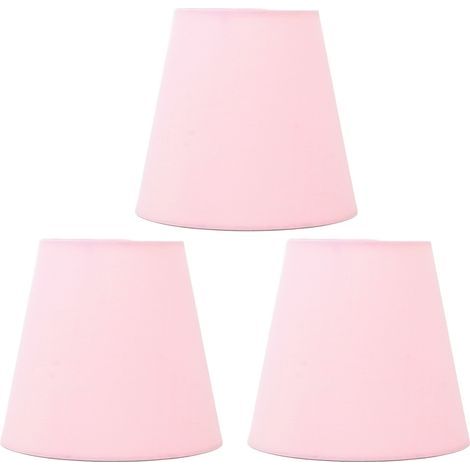 Fabric lampshade, 3 pieces, innovative E14 bulb type, modern dust cover for bedroom, bedside table, light pink (1/5)
