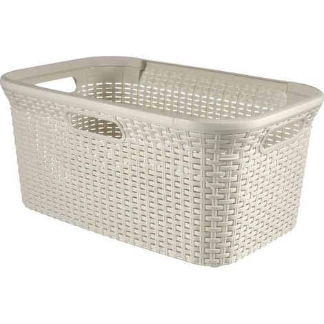 Panier à linge 45L Style -Bac à Linge propre et sale - Aspect Rotin Texturé - Bonne Aération - Poignées Ergonomiques - Corbeille pour Salle de Bain ou Buanderie - 59,2x38x27 cm (1/4)