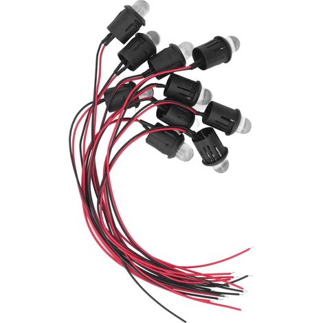 Lot de 10 diodes lumineuses LED 10 mm 12 V pour indicateur lumineux de voiture et bateau (blanc) (1/5)