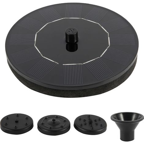 Fontaine solaire LED multicolore avec pompe, 7 buses, 3 W, pour bain d'oiseaux, bassin, étang, jardin extérieur (sans éclairage). (1/5)