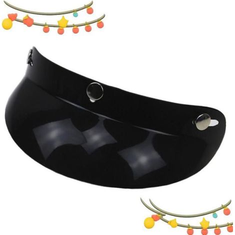 Visière De Casque De Moto - Universelle À 3 Boutons-Pression - Anti-UV Anti-Buée Anti-Rayures - Pour Casques Snap - Noir - 1 Pièce (1/5)