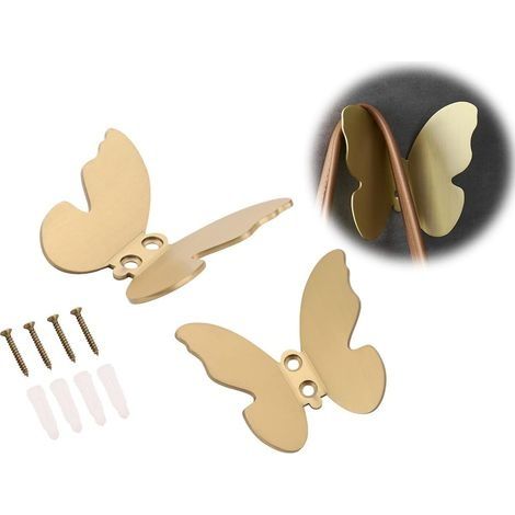 Crochets muraux décoratifs, petits crochets modernes en laiton doré, crochet pour serviette de bain papillon, crochets pour manteau, chapeau, crochets pour peignoirs pour entrée, chambre à coucher, ac
