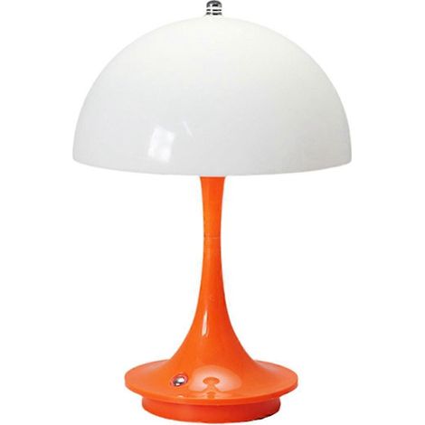 Lampe de bureau LED champignon orange, rechargeable par USB, luminosité réglable. (1/5)