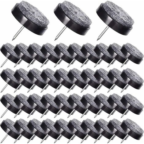 EASYCOMFORT 50 pièces Nails patins pour meubles patins en feutre noir 17 mm avec boîte de rangement pour meubles, chaises, tabourets et pieds de table en bois (noir) (1/5)