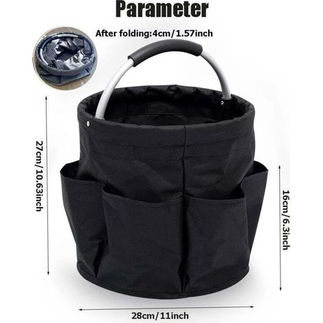 Seau à outils 17L, organisateur d'outils en toile pour l'organisation du seau, dessus portable multi-ouvert pour l'intérieur et le jardin (1/4)