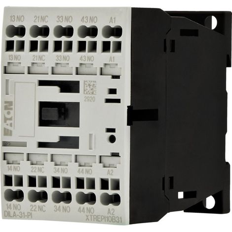 Eaton Contactor auxiliar, 24 V CC, 3 NA, 1 NC, Bornes Push-in, Accionamiento de CC, 199213