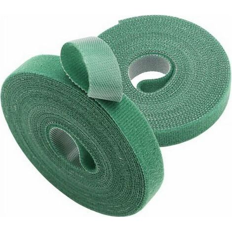 rouleaux de ruban adhésif en nylon réutilisable pour plantes de jardin, tomates, fleurs ou légumes en bacs surélevés, vert, 10 mm x 10 m (1/5)