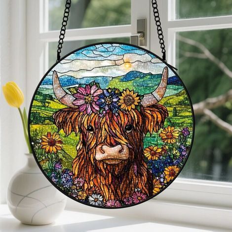 Capteur de Soleil en Vitrail Décoration Spirituelle pour Maison 15cm (1/4)