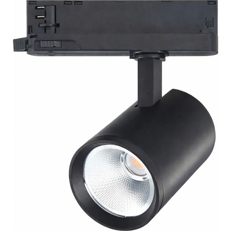 Faretto LED per Binario Trifase 40W Orientabile Nero – 4150 Lumen – Fascio 38° – CCT Switch 3000K 4000K 5000K – Illuminazione Professionale