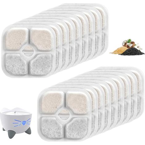 18 filtros para bebederos de gatos Catit, triple filtración, carbón + resina, 2,5–3 L. (1/4)
