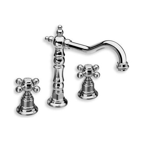 Mélangeur 3 trous avec bec potence pour lavabo RETRO PARIGI - CRISTINA ONDYNA PG11251 (1/2)
