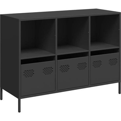 Maison Exclusive - Aparador de acero laminado en frío negro 101,5