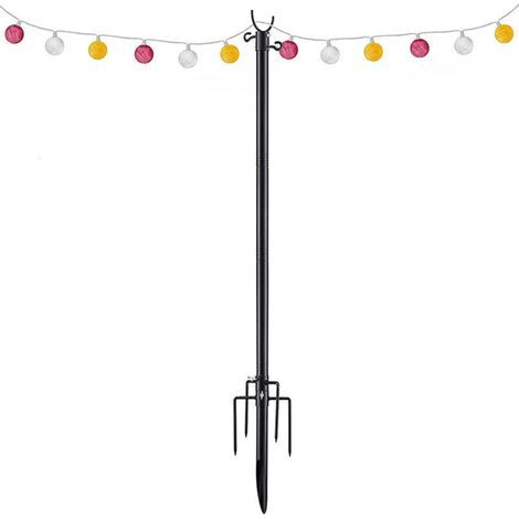 Rosvola 2er-Set Stahl-Lichtmasten für Lichterketten im Außenbereich, Garten, Hof, Terrasse, Beleuchtungshalterung für Partys, Weihnachten, Hochzeiten, 3 m (10 Fuß) (1/5)