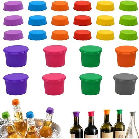 Bouchons de Bouteilles en Silicone, Bouchon Capsules de Bière, Bouchon Bouteille Verre, Bière, Vin, Bouteilles en Verre (1/5)