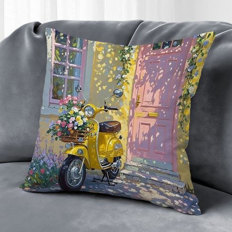 Housse de coussin fleurs colorées, décoration canapé style ferme,45×45cm (1/5)