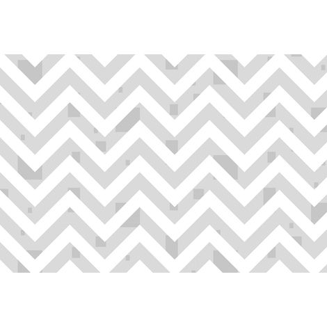 Papier peint panoramique zigzag gris & blanc | Tapisserie panoramique graphique tendance | Papier peint panoramique géométrique idéal chambre adulte - 267 x 400 cm (4 pièces) (1/2)