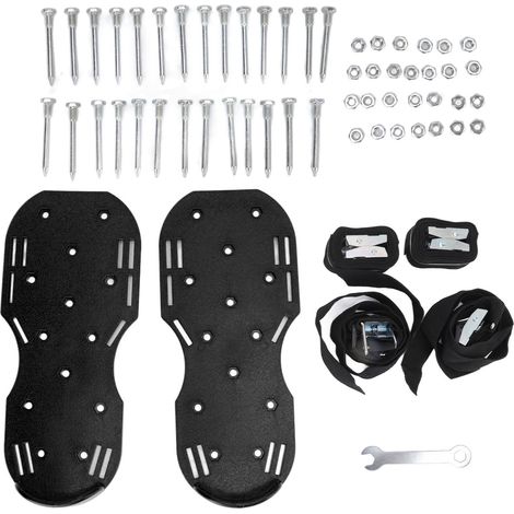 Chaussures à pointes pour aération de pelouse, semelles scarificatrices avec boucles triangulaires, idéales pour jardin - Noir (1/5)