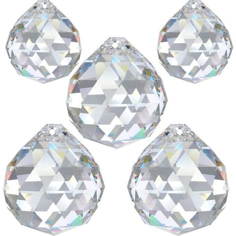 Lot de 3 Boules de cristal, diamètre 30 mm, taillées en diamant, effet arc-en-ciel, pour décoration fenêtre Feng Shui (1/5)