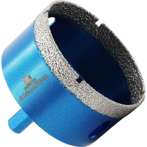 Foret diamant sec, 68 mm, scie-cloche diamant avec tige triangulaire pour porcelaine, carrelage, céramique, pierre, granit, marbre (1/5)