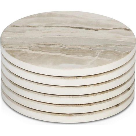 Untersetzer 6er Keramik Korkboden Marmor Gläser Sandmarmor Ohne Halter (1/5)