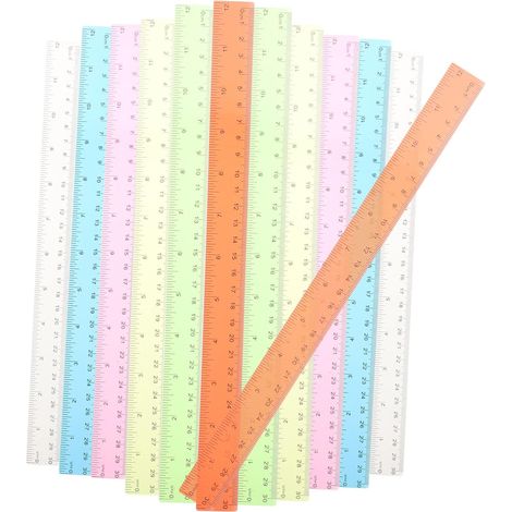 Lot de 12 règles mesure multicolores en plastique pour les cours et (1/5)