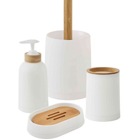 Set salle de bain uni 4 pièces en bambou (1/5)